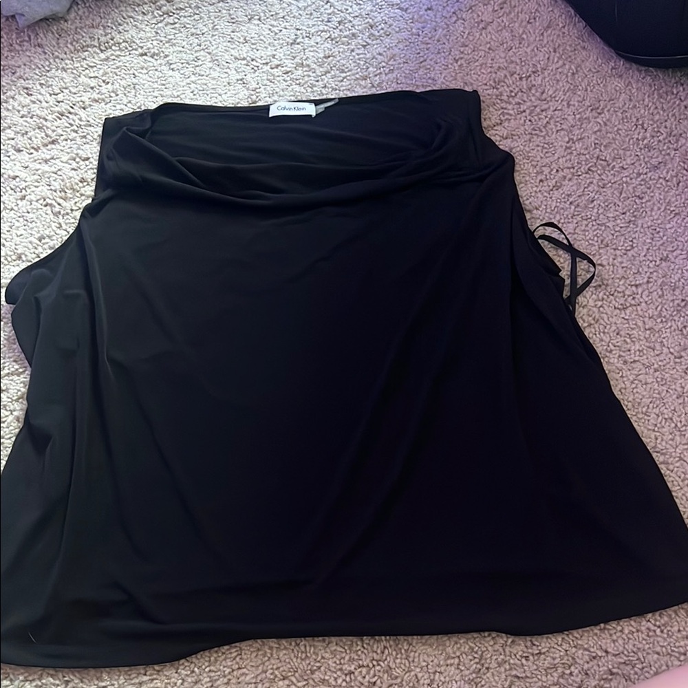 Calvin Klein Black Asymmetrical Wrap Mini Skirt